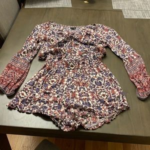 Long sleeve printed romper